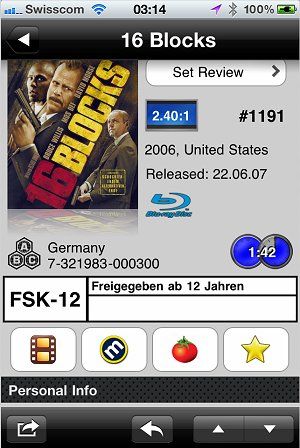 DVD Profiler auf iPhone Detailansicht